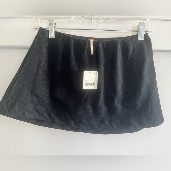 Free People My Little Micro Mini Cotton-Linen Skort black XS NWT - Picture 5 of 9